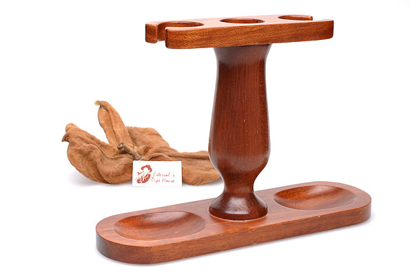 RO-EL Pipe Holder Solid Briarwood for two Calabash Pipes Estate